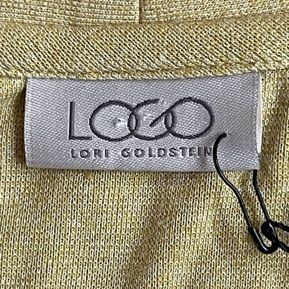 LOGO Lori Goldstein Topper Cardigan Sweater Women Size XS Yellow Hi-Lo Hem - Picture 6 of 16